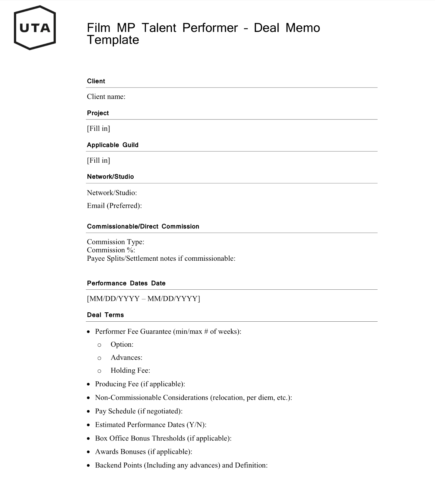 MP Talent Deal Template