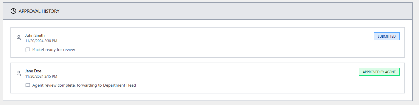 Approval Screen - History Mockup