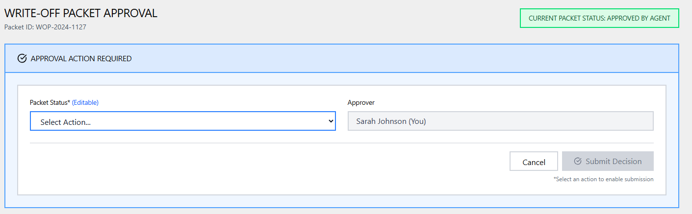 Approval Screen - Status Update Mockup